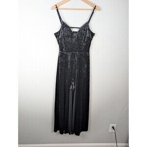 Love, Fire Dress Romper Sz M Black Velvet Maxi Party Witch Whimsical Goth Edgy